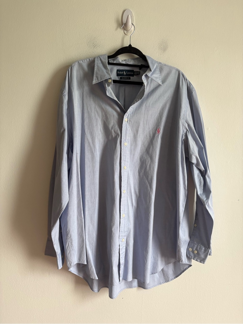 Ralph Lauren Sz 18 Vintage Classic Fit Baby Blue Cotton Button Front Shirt - Picture 2 of 10